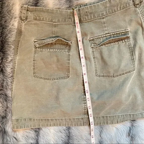 Abercrombie & Fitch Olive Green Military Button Down Mini Skirt 2 - Picture 14 of 14